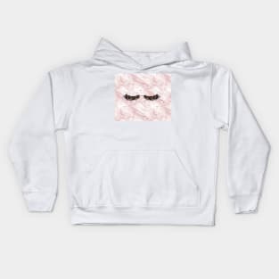 Pink marble rose gold lashes Kids Hoodie